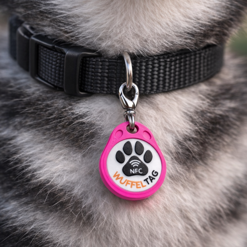 WuffelTag - Die smarte Hundemarke mit NFC Chip (Pink)