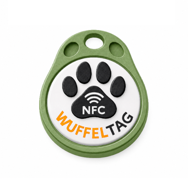 WuffelTag - Die smarte Hundemarke mit NFC Chip (Olivgrün)