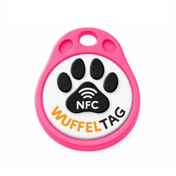 WuffelTag - Die smarte Hundemarke mit NFC Chip (Pink)